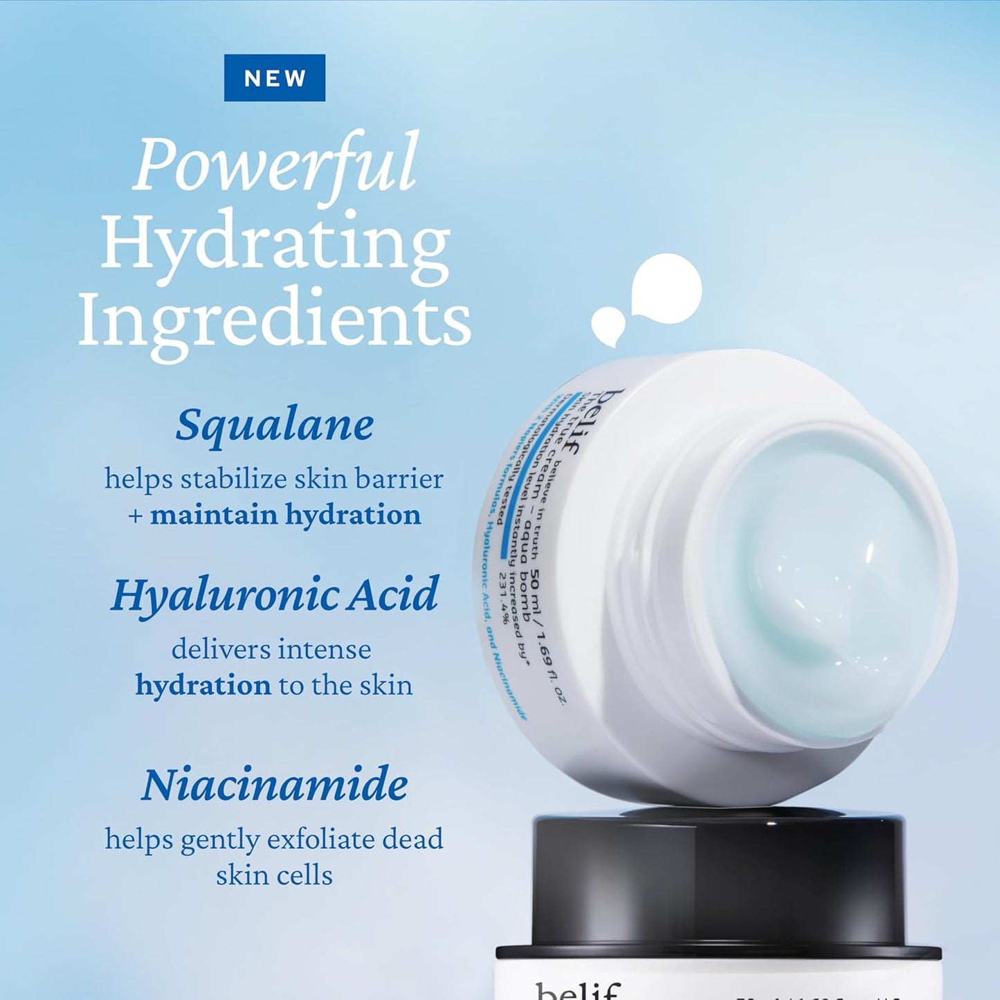 Aqua Bomb – Daily Niacinamide Hydrating Moisturizer, Lightweight Plumping Facial Cream with Hyaluronic Acid & Squalane, Cooling Effect, Anti-Aging, Korean Skincare, 1.68 Fl Oz (50Ml)