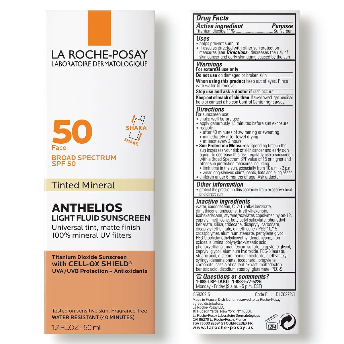 Anthelios Tinted Sunscreen SPF 40+, Broad Spectrum SPF + Antioxidants, Titanium Dioxide & Zinc Oxide Sunscreen, 4 Flexible Shades with No White Cast, Oil Free & Oxybenzone Free